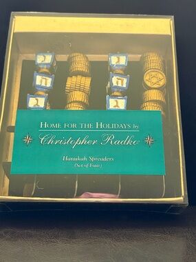 VTG Christopher Radko Gold and Blue Hanukkah Spreaders - Set of Four